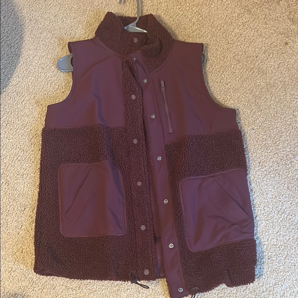 Burgundy Sleeveless Vest with Pockets